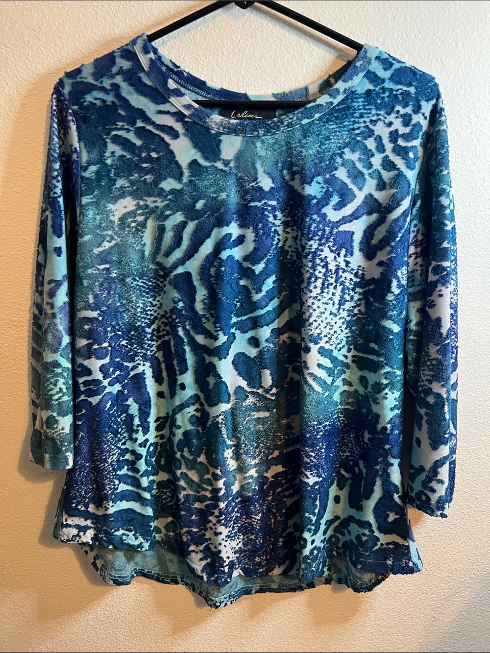 Calessa Blue Multi-Pattern Long Sleeve Tee